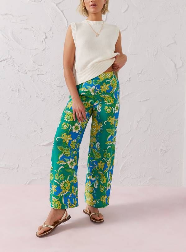 EVERBELLE Floral Mirror Print Wide Leg Trousers  10